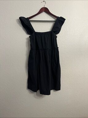 100% cotton babydoll Madewell Black Elastic dress with pockets!